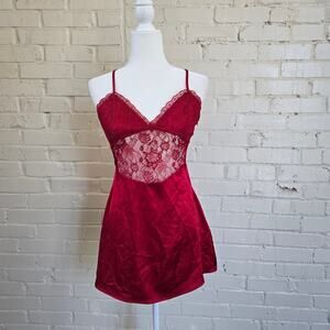 Dark Red Lace & Satin Mini Dress┃NWT Forever 21┃ Coquette Romantic 